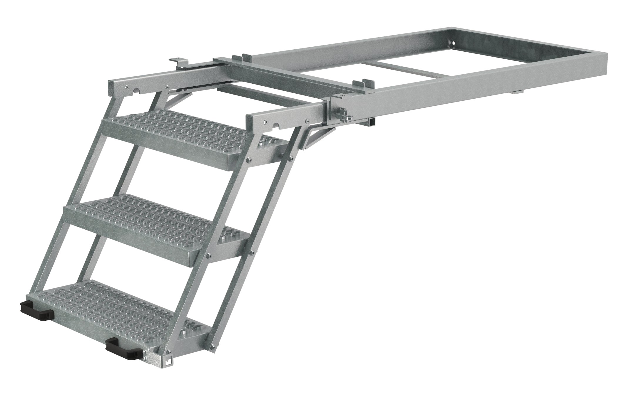 Schůdek výsuvný 3 stupně s madly, výška 673mm, žzink, 3d protiskluz, nosnost 150 kg