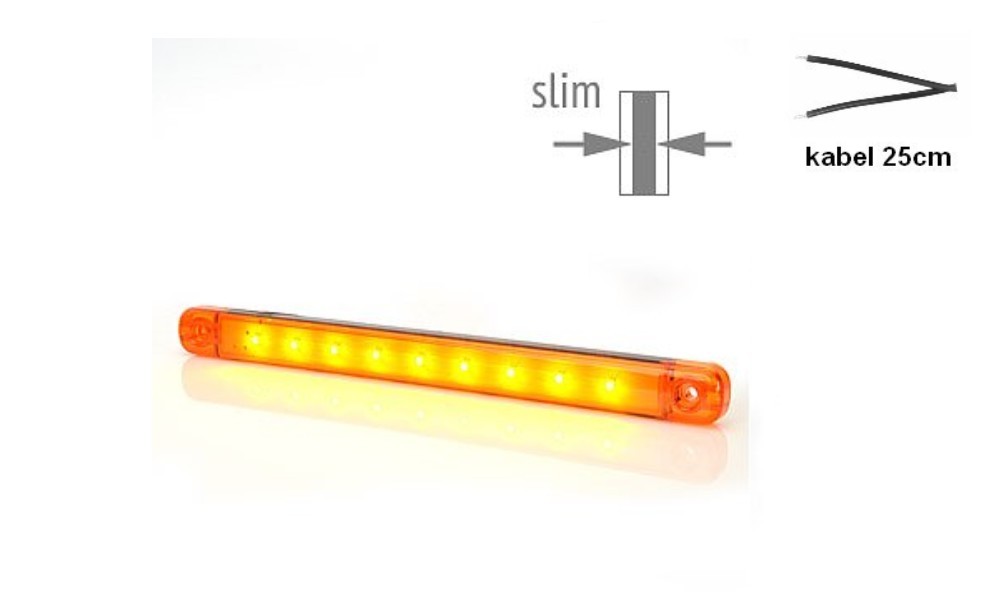 Boční poziční světlo LED Oranžové, W97.4 238x21x10 mm, kabel 0,25m