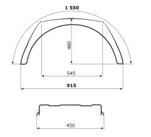 FT plastic EASY fit mudguard 450x1550x915mm EASY fit (for 33mm bracket L- 495mm), DOMAR41 (2)
