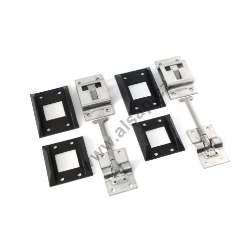 T-latch 92 mm, complete, stainless steel / plastic - pair (1)