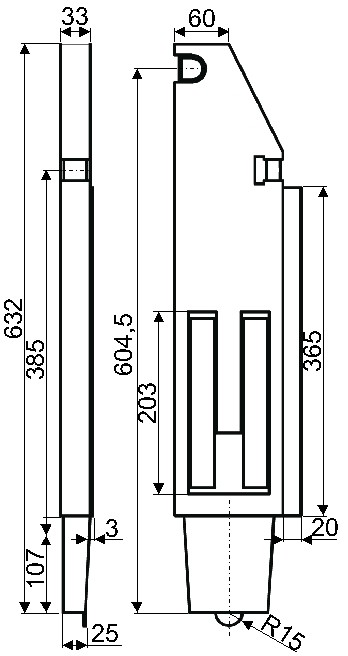 Sloupek sklápěče 100/400/33 mm zadní Pravý