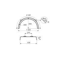 Plastic mudguard WL (white line), 430x2125x1300mm, adjustable brackets o42mm, DOMAR DK26 (1)