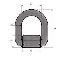 Weld-on 15 t lashing eye, 97 × 77 × O34 mm, with spring (1)