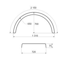 Plastic mudguard WL (white line), from 430 to 720 mm, DOMAR DK16 (1)