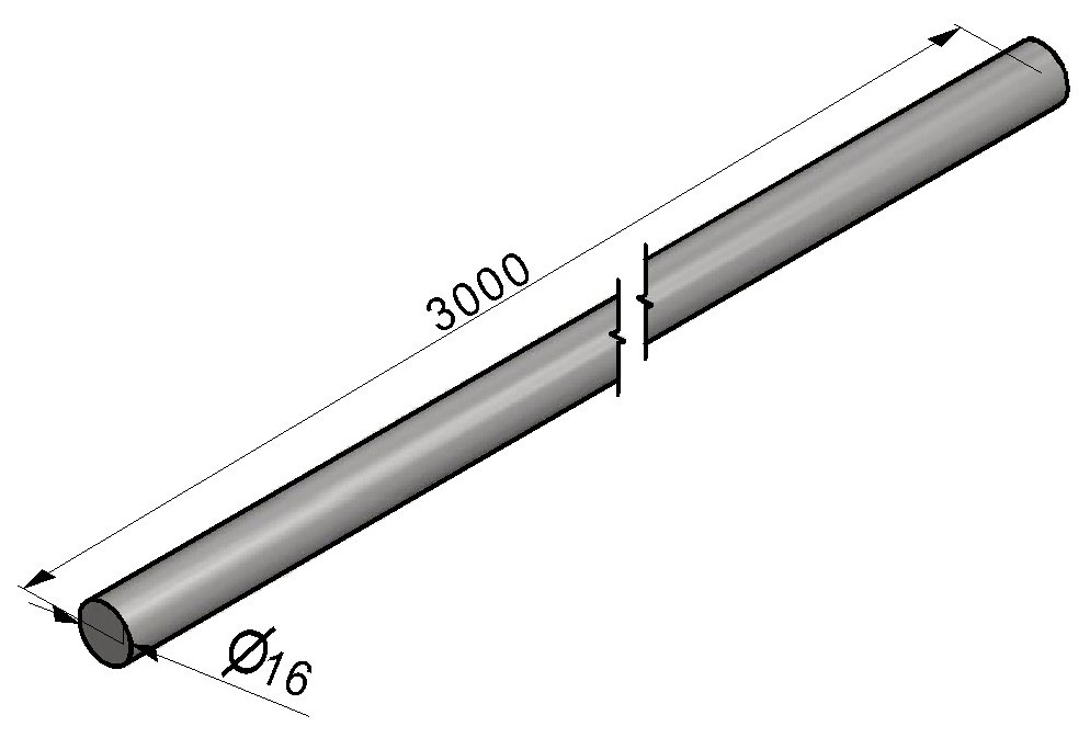 Tyč závěru o16x3000mm - nerez