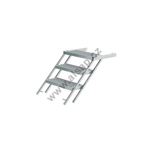 Schůdek výsuvný 3 - 6 stupňů, výška od 639 do 1244 mm, žárový zinek, 3D protiskluz