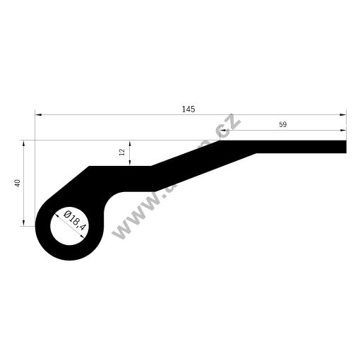 Hinge profile -S1 145 by 18.4 mm