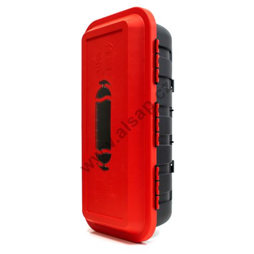 Box for fire extinguisher HP 6kg - 620x280x215 mm, plastic, red/black, BAWER