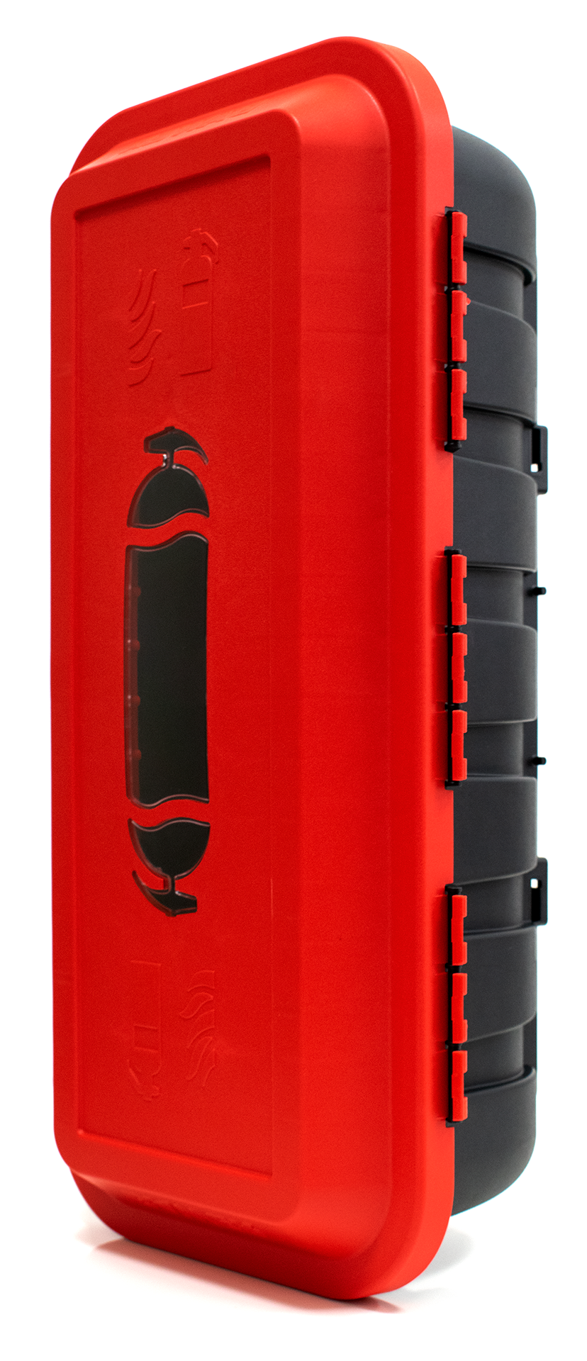 Bedna na hasicí přístroj hp 6kg - 620x280x215 mm, plast, červeno / černá, bawer