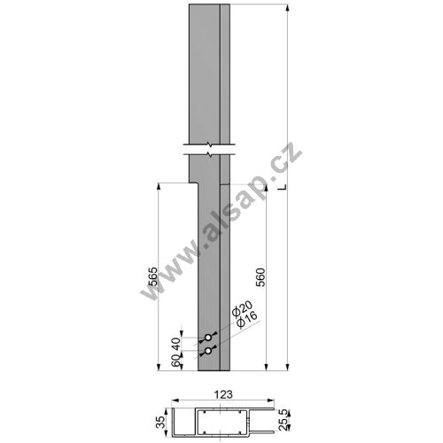 Column ZP 2500, 65/123 x 35mm + board brackets, anodized, milled ALSAP