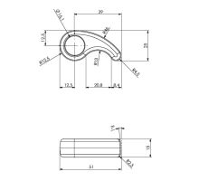 Hák zámku THIRIET, o 16 mm, 51 x 25 x 15 mm, nerez (1)