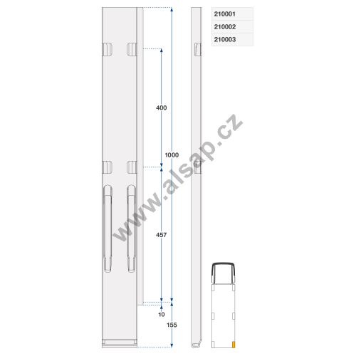 Sloupek zadní pravý kinnegrip ZN, 400 - 1000 mm