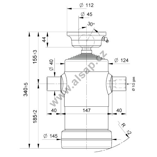 Hydraulic cylinder type S, 1005/6/147 L1=340 mm, 6t, 180 bar