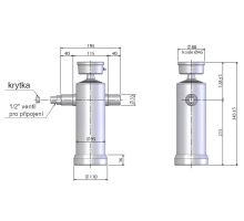 Hydraulic cylinder MARIZ o95mm, 4st, stroke 825mm, zinc, with valve for 1/2" connection