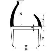 PVC seal 27mm black/gray, 2 lips, 5 m