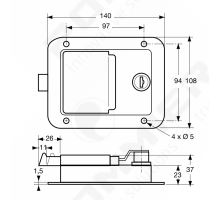 Recessed lock 140x108 mm - stainless steel with zinc nose (1)