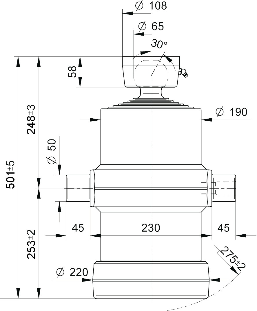 Hydraulický válec typ S, 1810/6/220/ L1 501 mm, 20t, 180 bar