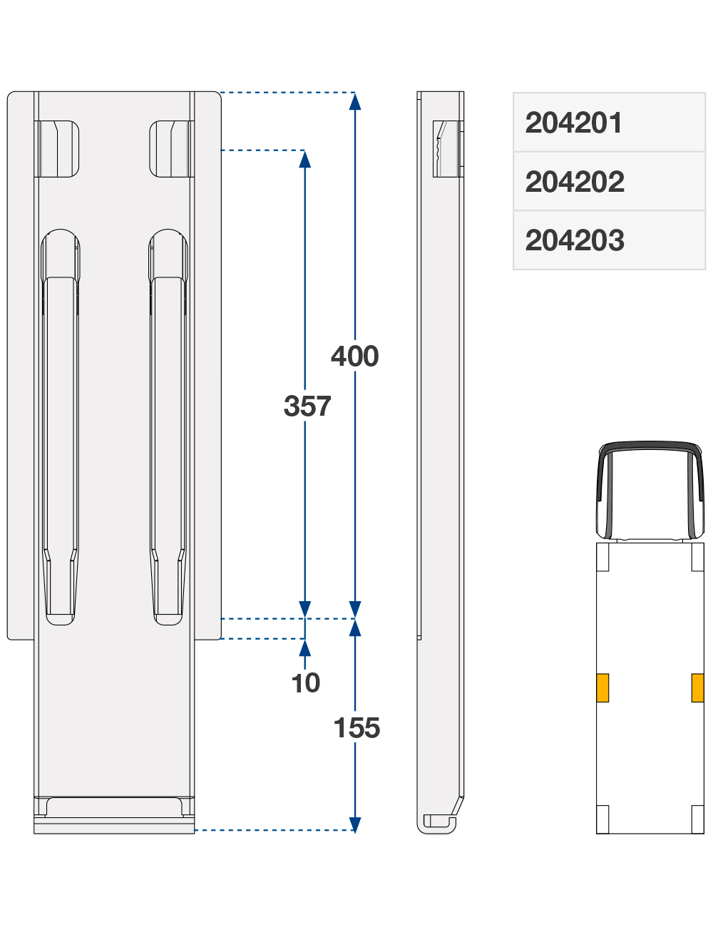 Sloupek boční kinnegrip 400/120 mm bez kt