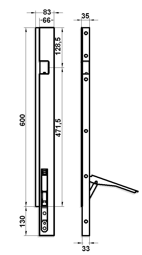 Sloupek přední P BB10 600/ mm