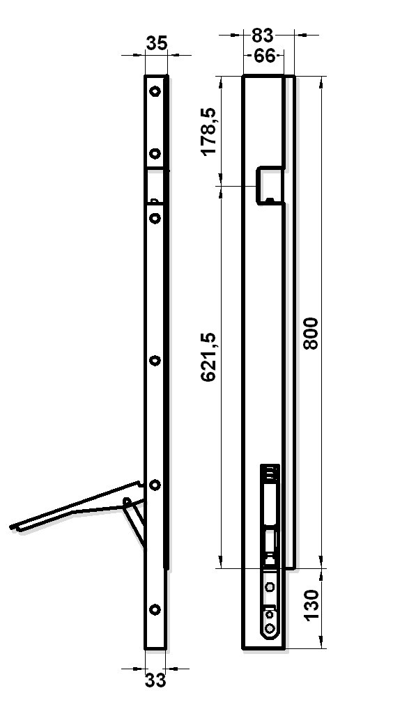 Sloupek přední L BB10 800/ mm