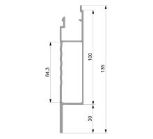 Bottom profile for front walls, WAVE 100 mm, with flag 30 x 4 mm - (aluminium/anodised) (1)