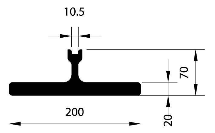 Profil nosný spodní t 200/63, 20/10,5mm