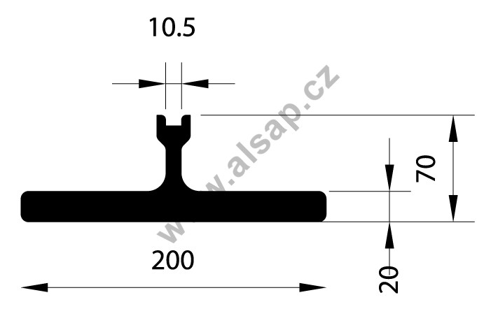 Profil nosný spodní T 200/63, 20/10,5mm- ALSAP