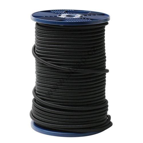 Elastic cord 8 mm / 10 mm black (textile surface, polyethylene) - 100m