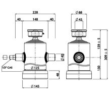 Hydraulický válec MARIZ o125mm, 5st, zdvih 840mm, zink, s ventilem pro připojení 1/2" (1)