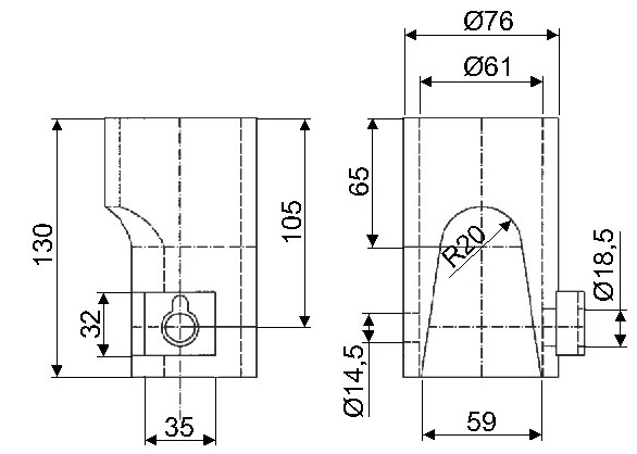 Pouzdro o 60mm - 5t, přední pravé, typ 2