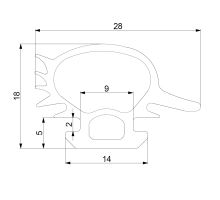 Perimeter door sealing NEW, EPDM with hollow chamber