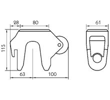 Set of cap + bearing fork 85x115x61mm with damping for pin 25/22, type 8000