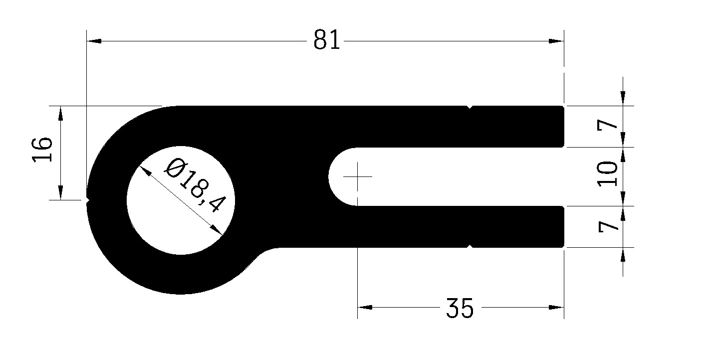 Profil pantu -S1 81 o 18,4 mm