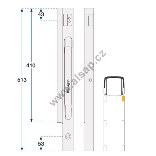 Front right kinnegrip strut, + holes for M10 screws, 400 - 1000 mm