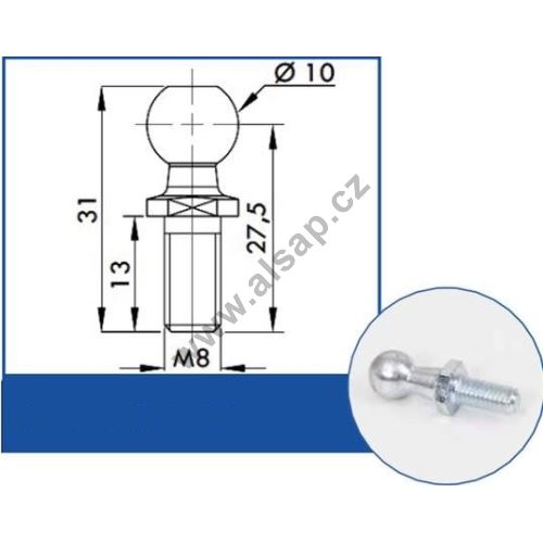 Koncovka kulička 10mm,závit M8,