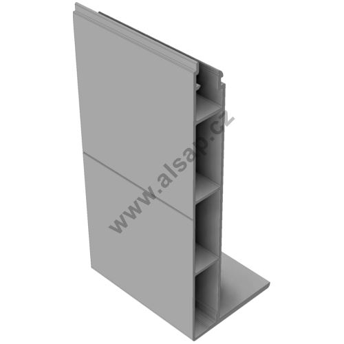 Bottom dropside profile 200mm, with base plate, HD, reinforced wall, E-Max - anodised