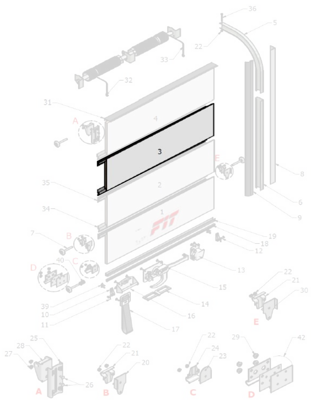 3 - střední horní lamela 292mm, l= 2440mm, fit roleta