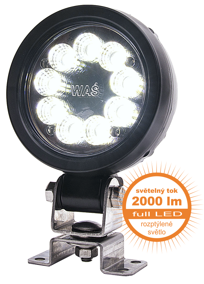 Pracovní světlo 9 LED 2000 lm / 19,8W, W163 černý hliníkový kryt, o 108, h 46 mm, NEW