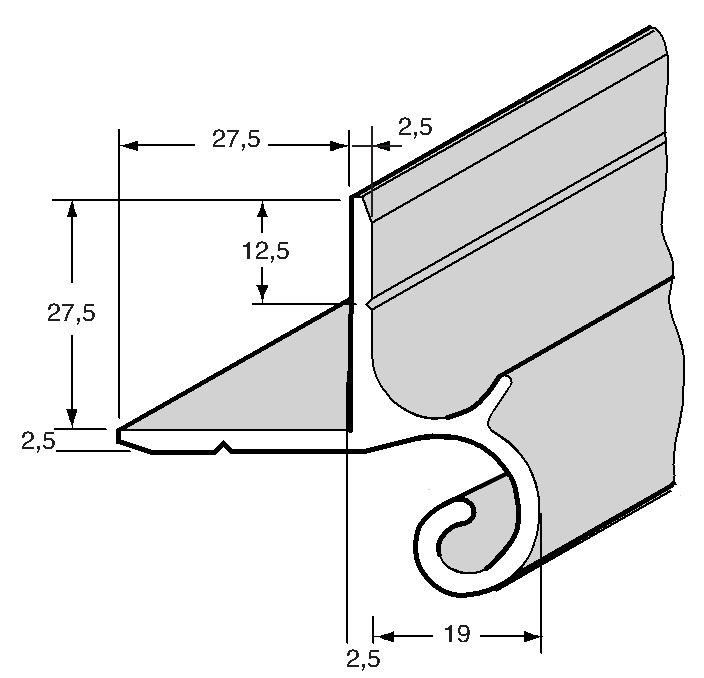 Profil pantu elox 155°- horní část 2,6m