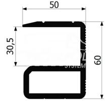 Edge of ramp G 60x50mm for 30mm profile, aluminum, custom size / 6000 mm / 5200 mm (1)