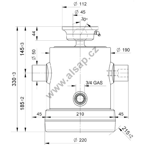 Hydraulic cylinder type S, 1320/8/220/L1 330 mm, 11t, 180 bar