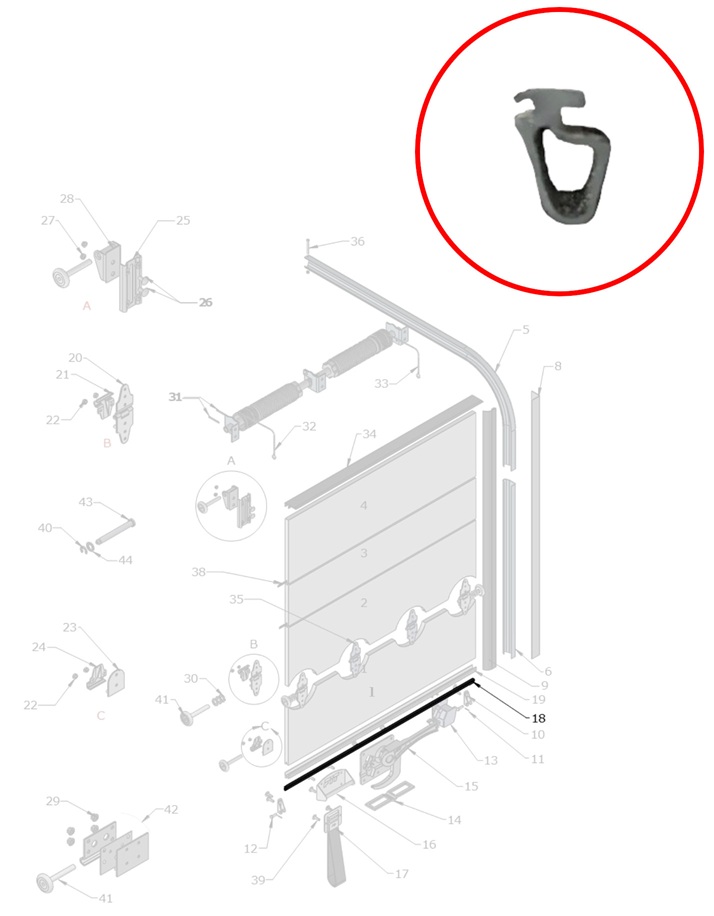 18 - spodní těsnění, fit roleta, l= 2500mm