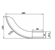 Front curved end cap S, for underrun protection, l + 150 mm - glossy plastic (1)