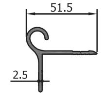 Hinge profile 155° "U" - Upper part with gutter for 25mm panel, anoda (1)
