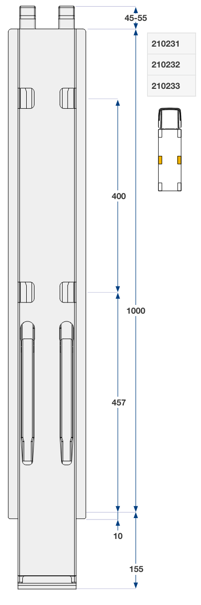 Sloupek boční kinnegrip  1000/120 mm pro kt - 2 uzávěry