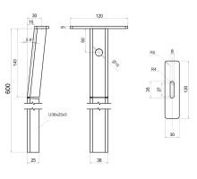 Column extension 600 mm, CS5 NEW, for lifting, BFS 90, steel, galvanized (1)
