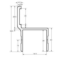 Door profile h 30.5/4.5 offset, anodised