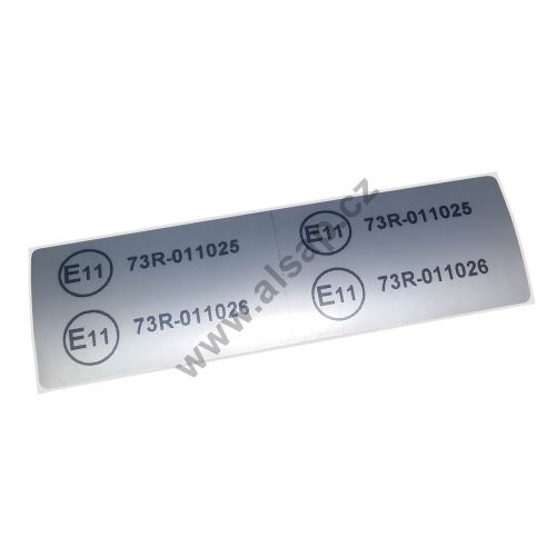 Homologation label for underrun protection sticker, E11-73R-011025/E11-73R-011026,