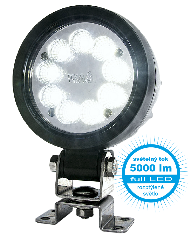 Pracovní světlo 9 LED 5000 lm / 47,5W, W162 černý hliníkový kryt, o 108, h 47 mm, NEW