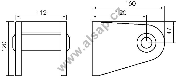 Set of cap + bearing fork 85x115x61mm with damping for pin 25/22, type 8000 (1)